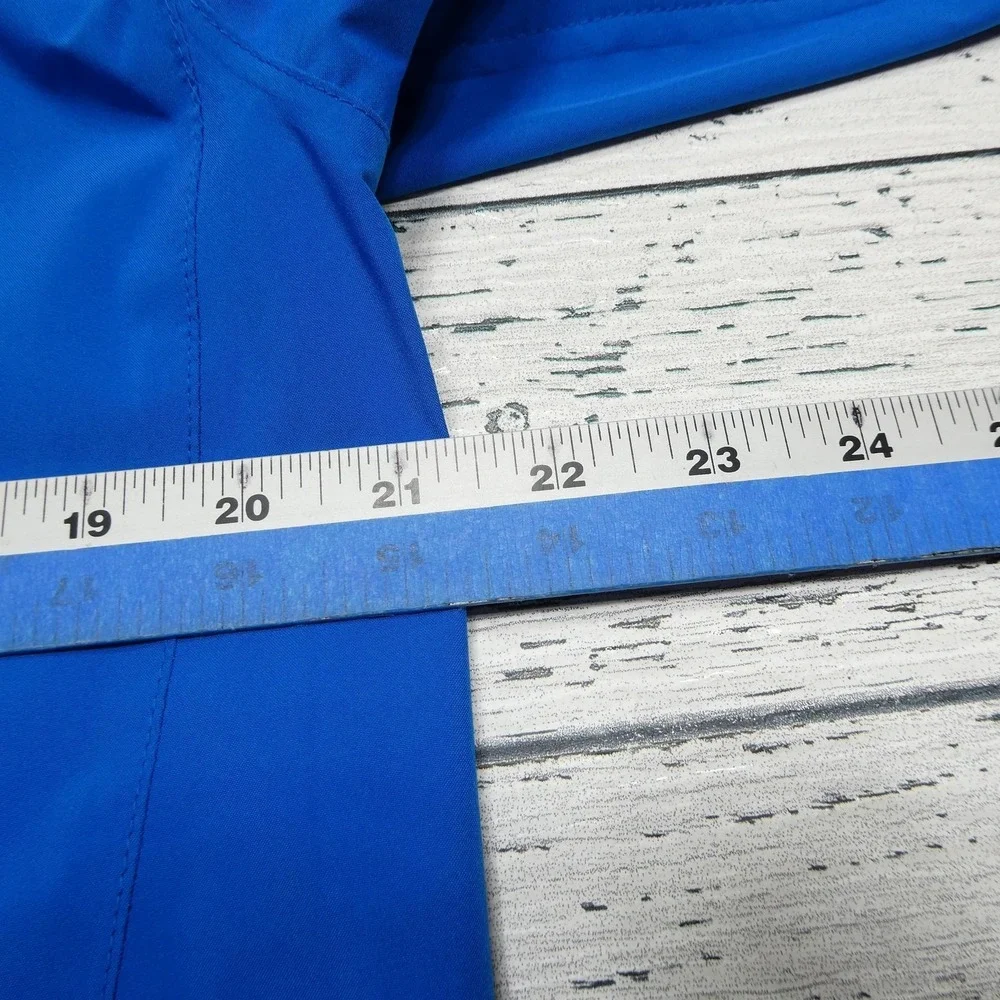 Eddie Bauer Jacket Mens Medium Blue WeatherEdge Stretch Hooded‎ Waterproof Zip